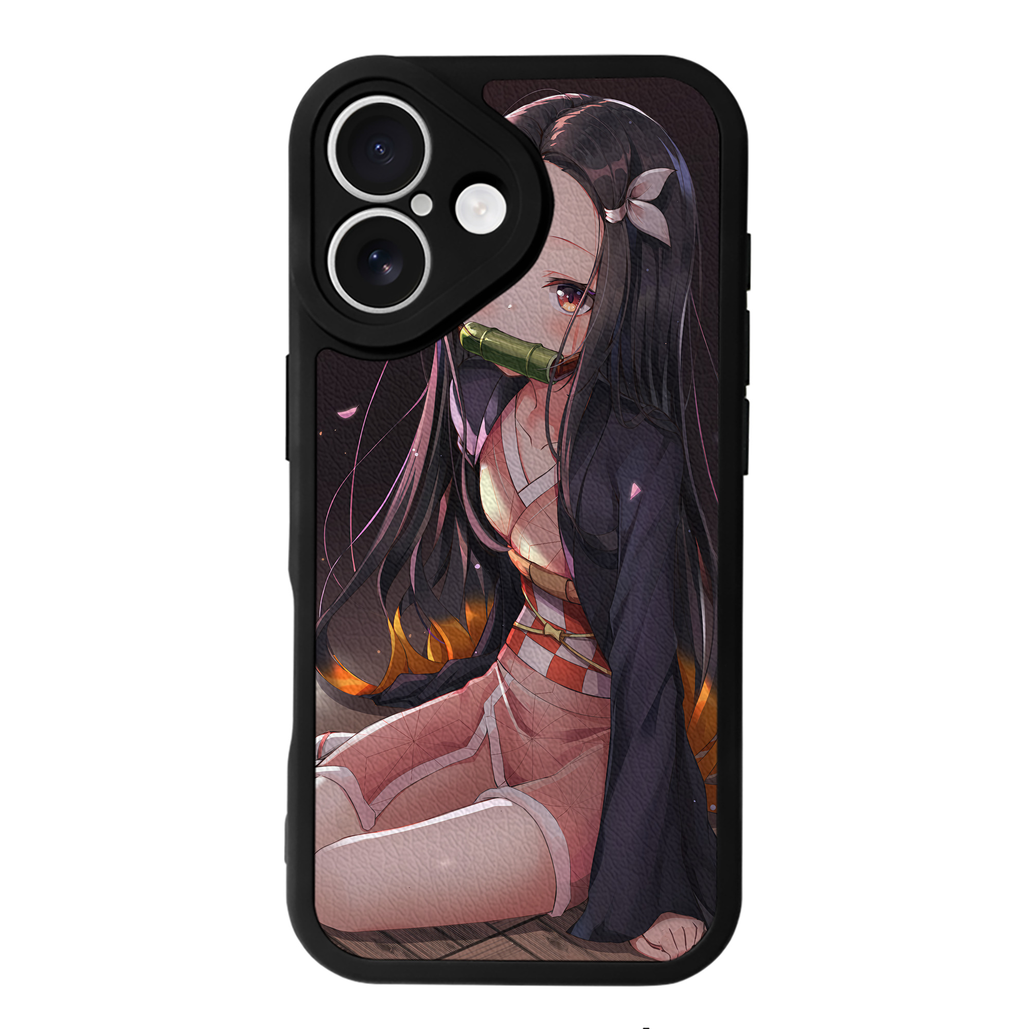 （画像用） 鬼滅の刃（きめつのやいば）竈門 禰󠄀豆子／かまど ねずこ Kamado Nezuko 【iPhone 16シリーズ対応】シリコンスマホケース（レザー調） 材質：シリコン
